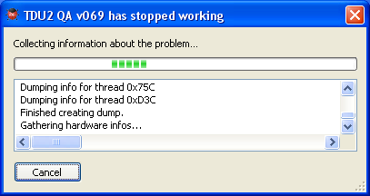 TDU2 QA V069 has stopped working